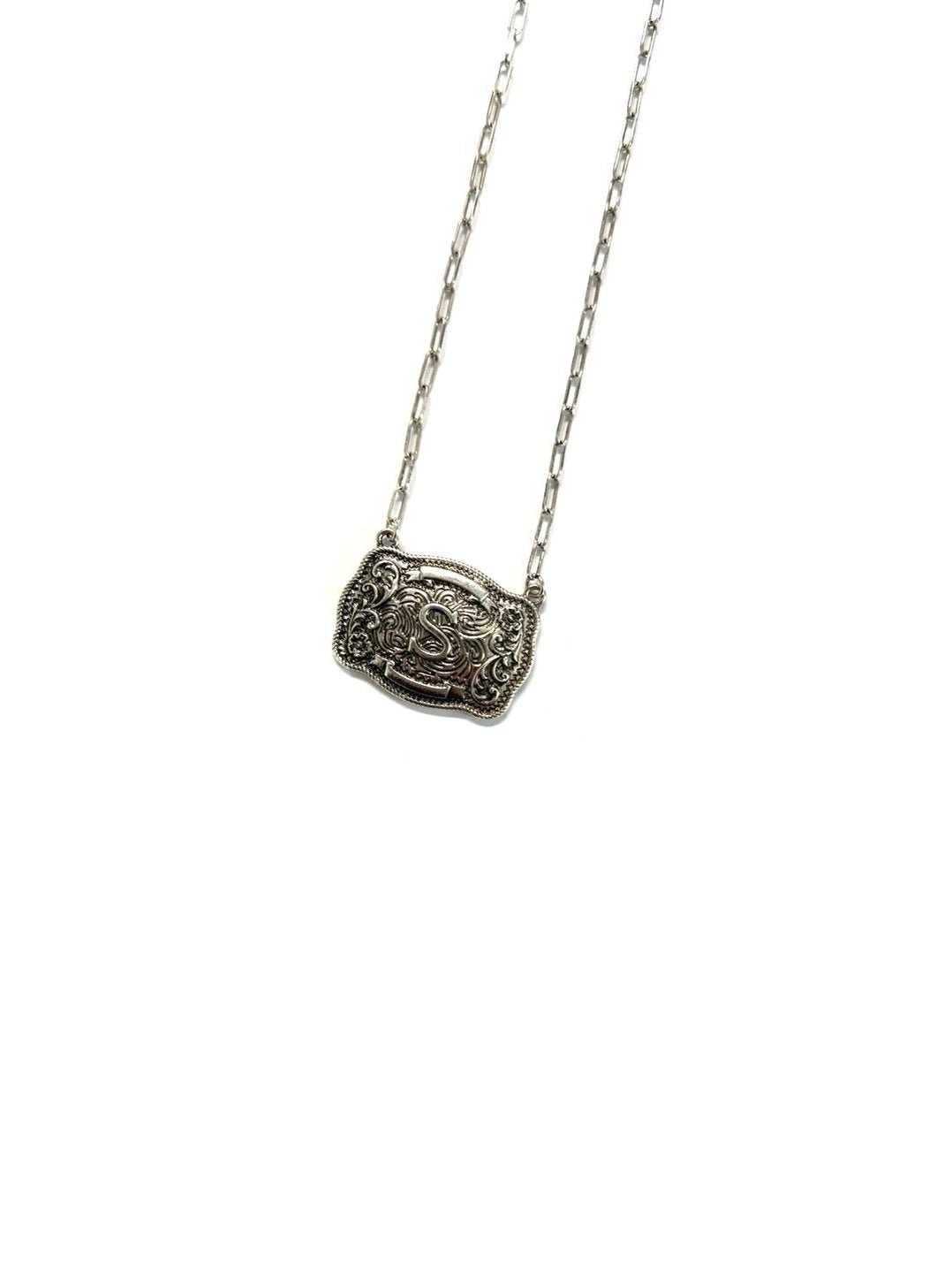 Belt Buckle Initial Necklace - PREORDERA