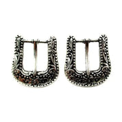 Floral Etched Belt Buckle Post Earrings