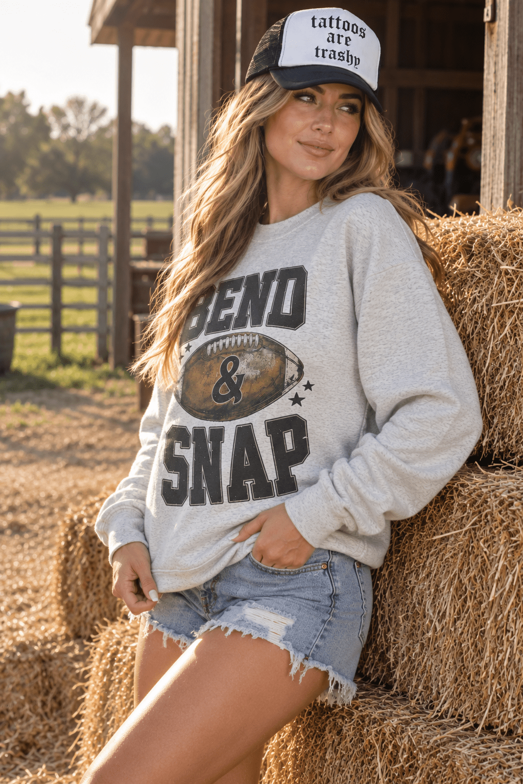 Bend & Snap Football Graphic SweatshirtOatmealS