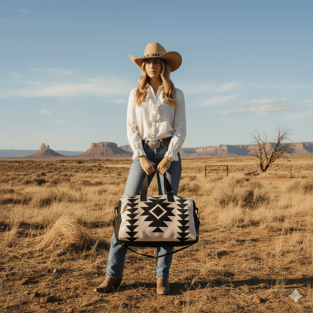 Black Cream Aztec Duffel Bag