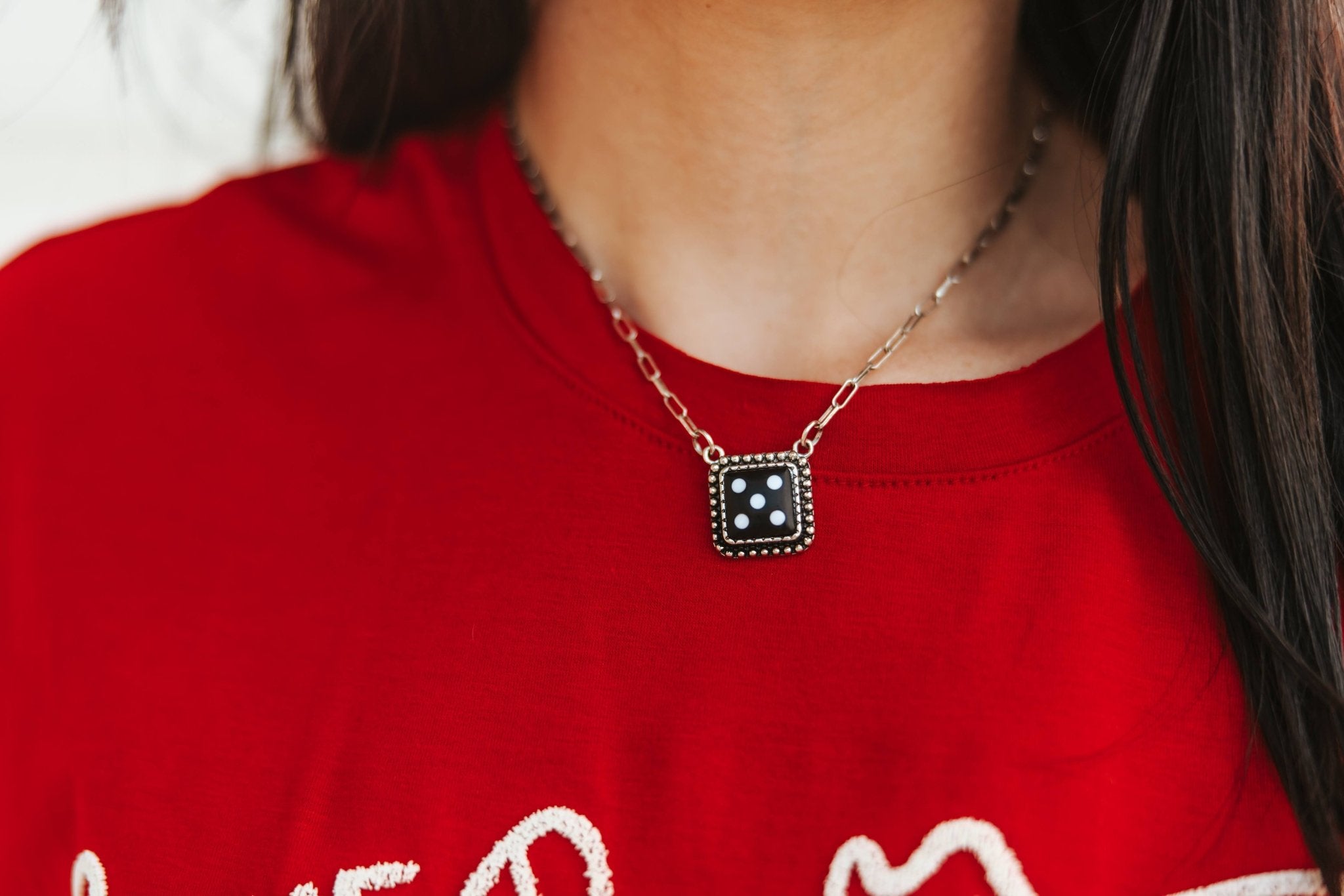 Black Dice Pendant Necklace
