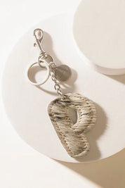 Black Hair - on Leather Initial Bag CharmA