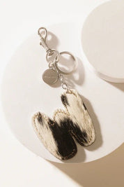 Black Hair - on Leather Initial Bag CharmA