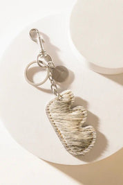 Black Hair - on Leather Initial Bag CharmA