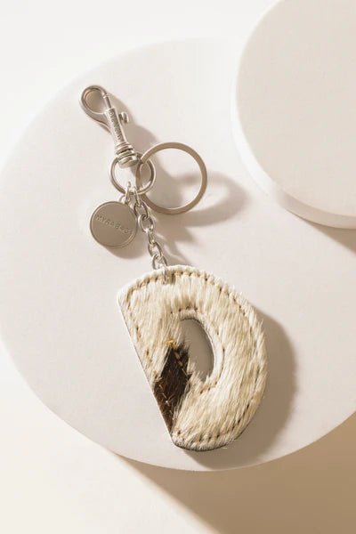 Black Hair - on Leather Initial Bag CharmA