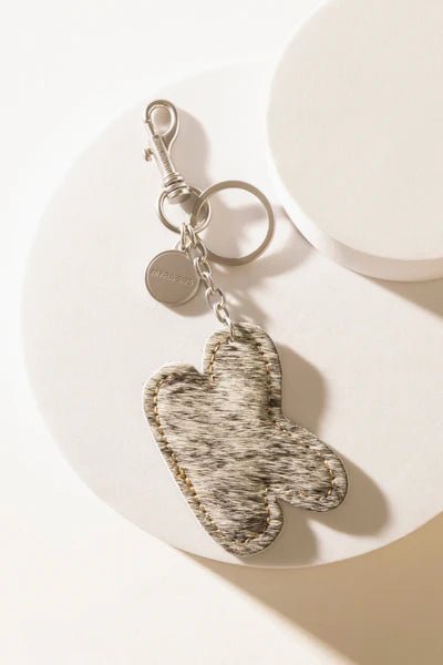 Black Hair - on Leather Initial Bag CharmA