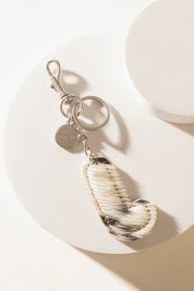 Black Hair - on Leather Initial Bag CharmA