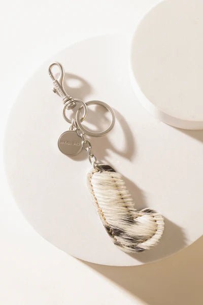 Black Hair - on Leather Initial Bag CharmA