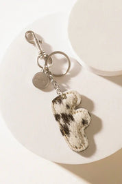 Black Hair - on Leather Initial Bag CharmA