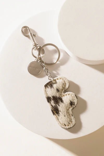 Black Hair - on Leather Initial Bag CharmA