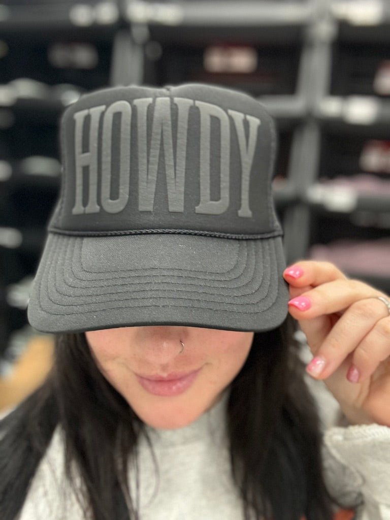 Black Howdy Puff Print Trucker Hat