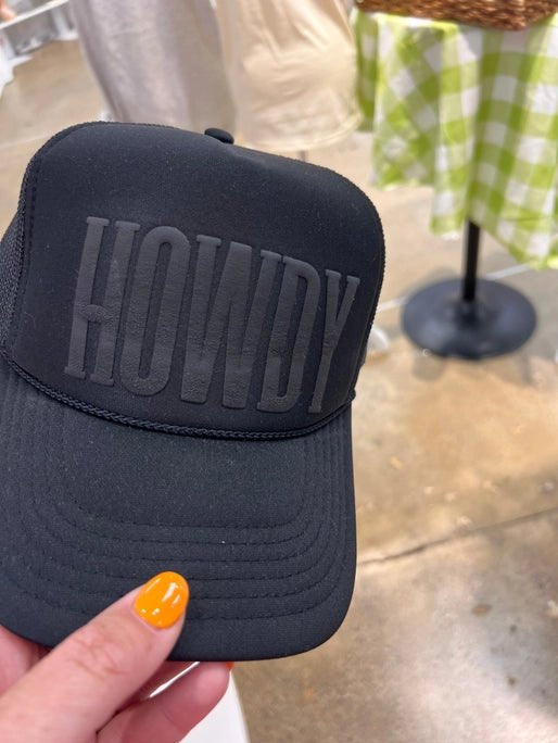 Black Howdy Puff Print Trucker Hat