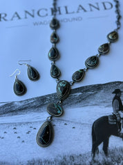Black Jack Lariat Necklace and Earring Set
