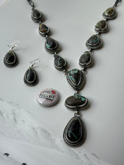Black Jack Lariat Necklace and Earring Set