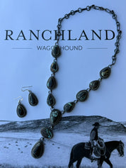Black Jack Lariat Necklace and Earring Set