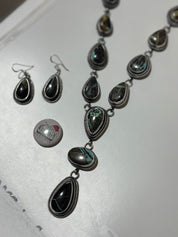Black Jack Lariat Necklace and Earring Set