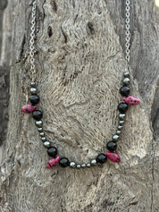 Black Onyx Speckle Beaded Chain Necklace