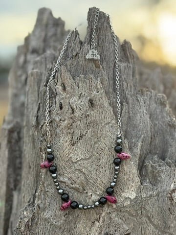 Black Onyx Speckle Beaded Chain Necklace