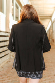 Black Rhinestone Fringe BlazerS