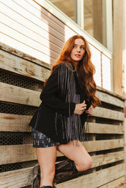 Black Rhinestone Fringe BlazerS