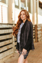 Black Rhinestone Fringe BlazerS