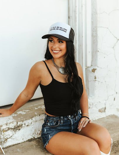 Black Spaghetti Strap Crop TankS