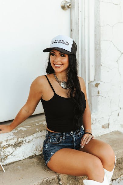 Black Spaghetti Strap Crop TankS
