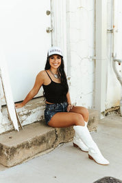 Black Spaghetti Strap Crop TankS