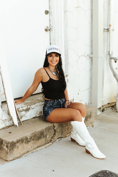 Black Spaghetti Strap Crop TankS