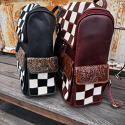 Cowhide Canyon Checkerboard Backpack - Brown
