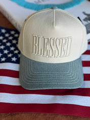 Blessed Embroidered Denim Trucker Hat