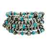 Boho Turquoise and Silver Beads Stretch Bracelet Stack