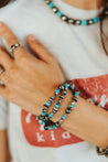 Boho Turquoise and Silver Beads Stretch Bracelet Stack