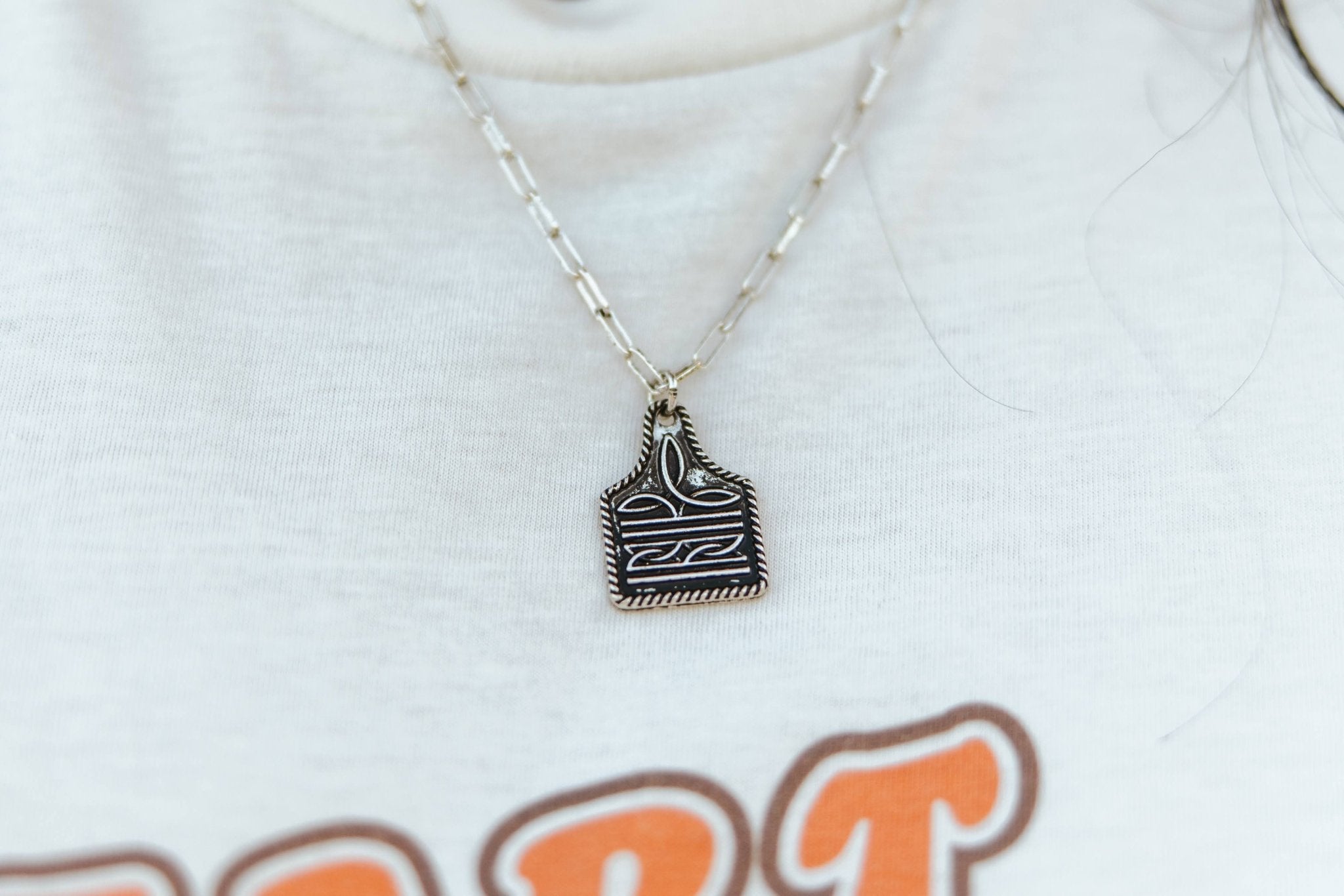 Boot Stitch Cattle Tag Necklace