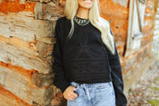 Boot Stitch Embossed Sweater - BlackS