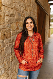 Boot Stitch Half Zip Burnt Orange PulloverS