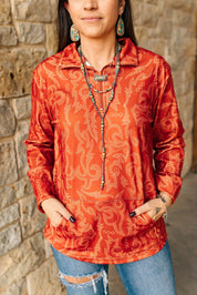 Boot Stitch Half Zip Burnt Orange PulloverS