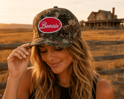 Boozin' Embroidered Tree Camo Trucker Hat