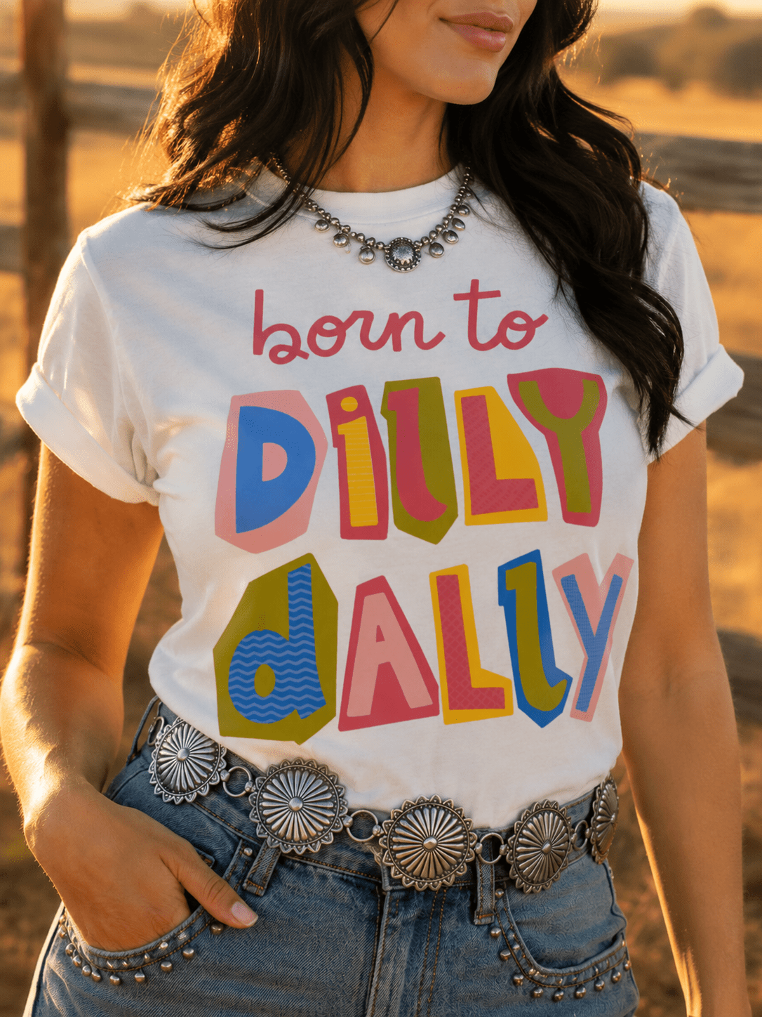 Born to Dilly Dally Retro Graphic TeeNaturalS