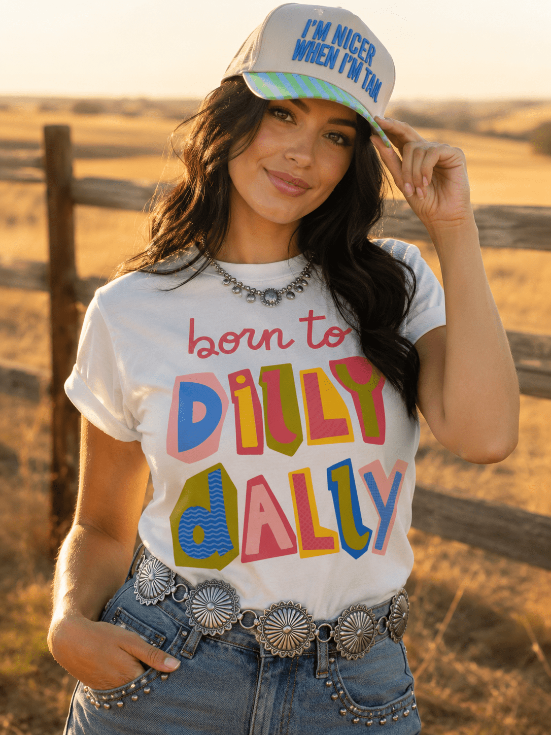 Born to Dilly Dally Retro Graphic TeeNaturalS