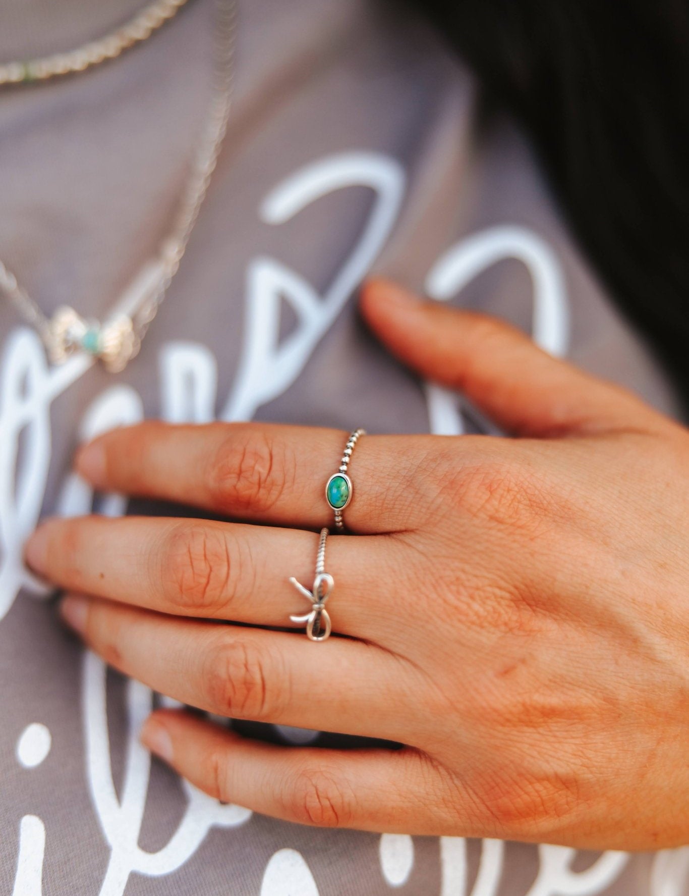 Braided Rope Turquoise Oval Stone Ring6