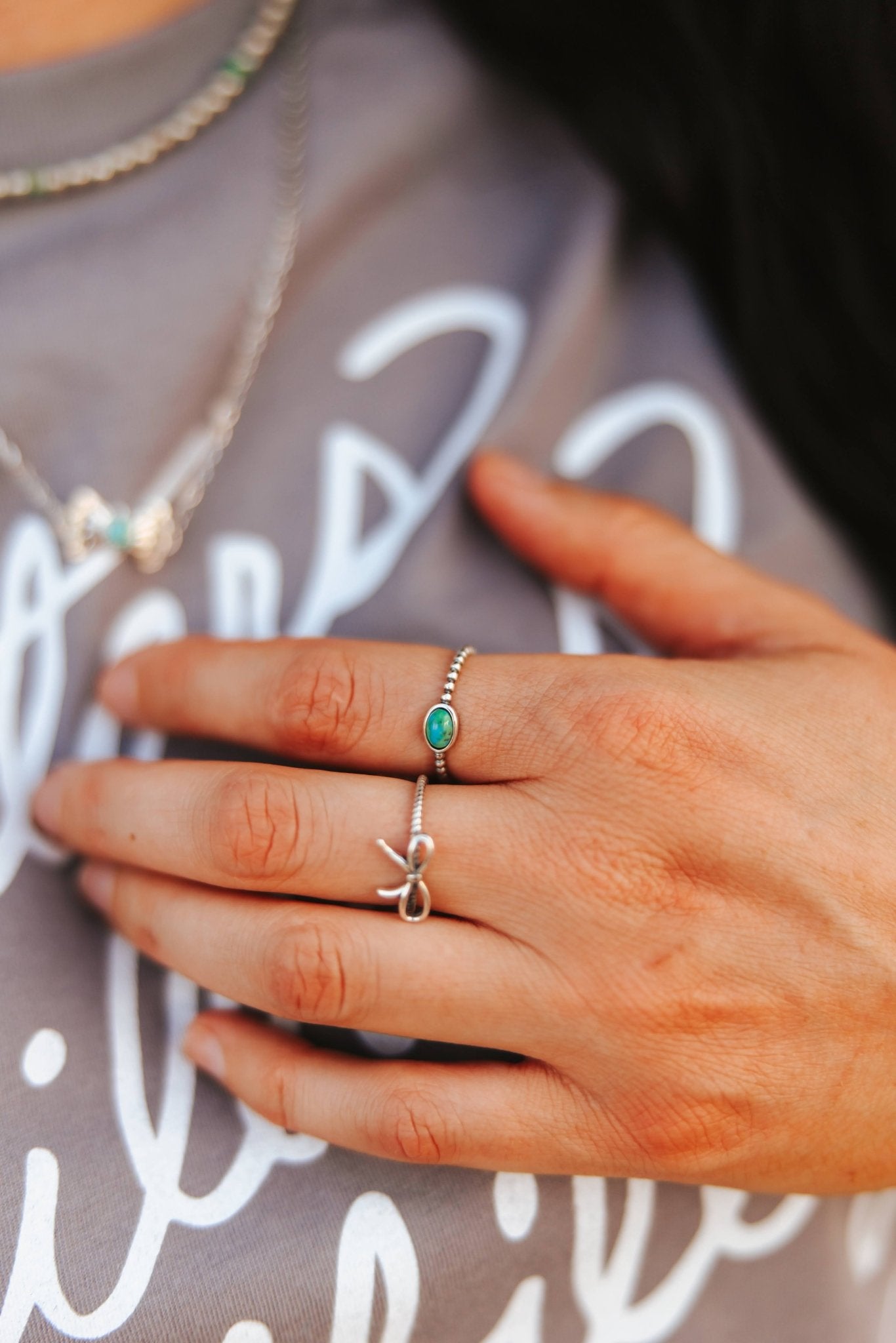 Braided Rope Turquoise Oval Stone Ring6
