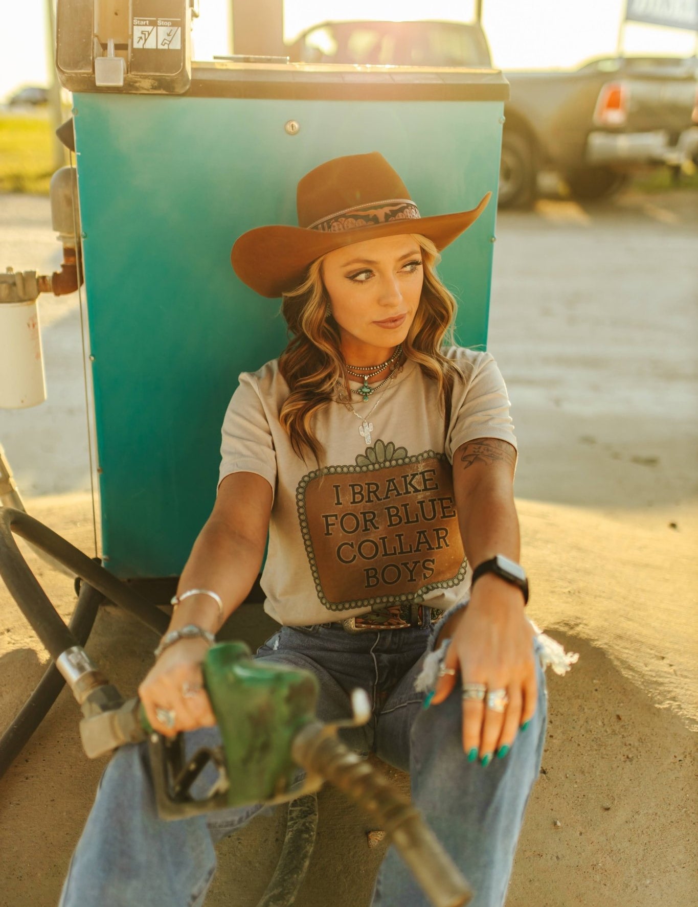 Brake For Blue Collar Boys Graphic TeeCementS