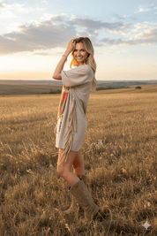 Bronc Bustin Fringed Oversized Tee DressS