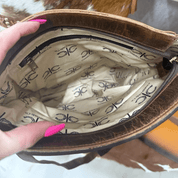 Bronco Tooled Leather Bolt Fringe Crossbody Bag