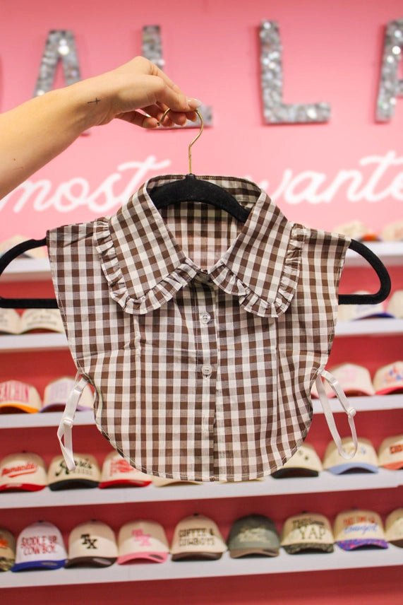 Brown Gingham Ruffle Collar