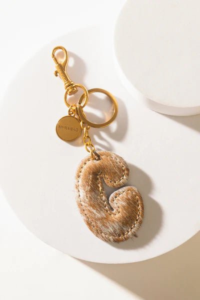 Brown Hair - on Leather Initial Bag CharmA