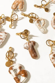 Brown Hair - on Leather Initial Bag CharmA