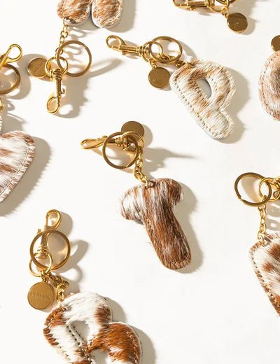 Brown Hair - on Leather Initial Bag CharmA