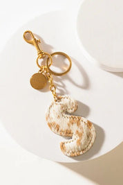 Brown Hair - on Leather Initial Bag CharmA